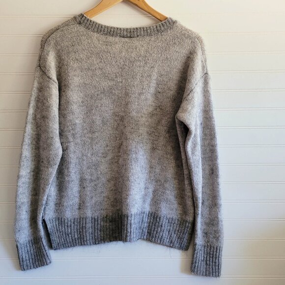 Ichi Sweater Womens M Grey Adore Embroidery Alpaca Blend Puffy Letters Slouchy - Picture 7 of 10